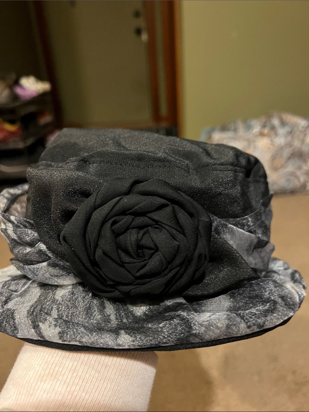 Blossom Bucket Hat black grey flower Brim Y2K Cottagecore Boho